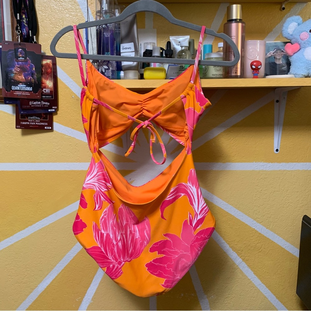 Athleta Kailua Cutout One Piece Swimsuit Orange Pink Size Small - Picture 8 of 11